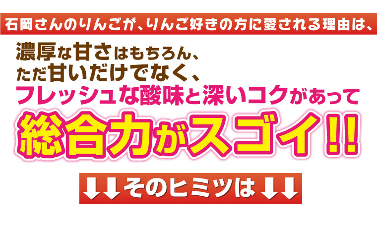 濃厚な甘さだけでなくフレッシュな酸味と深いコクがあって総合力がスゴイ、りんご好きのためのりんご。