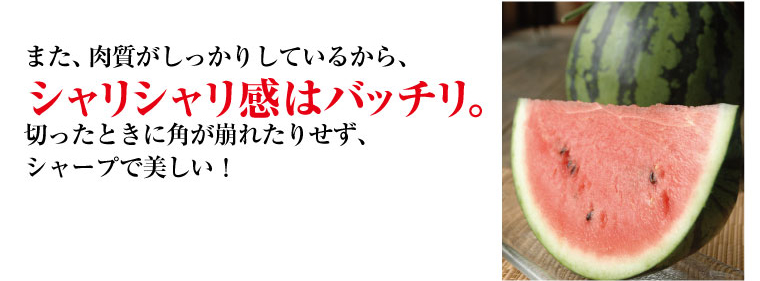 また、肉質がしっかりしているから、シャリシャリ感はバッチリ。切ったときに角が崩れたりせず、シャープで美しい。