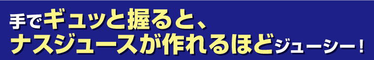 手でギュッと絞るとナスジュースが作れるほどジューシー